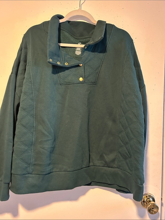 Sanoma Tops - Sanoma Green Quarter Buttom Sweatshirt